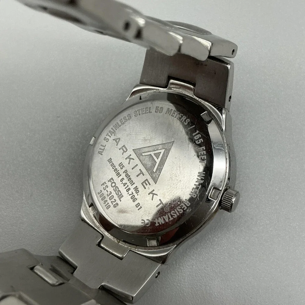 Fossil Arkitekt FS-3028 Womens Watch 35mm Gray Dial Stainless New Battery 8